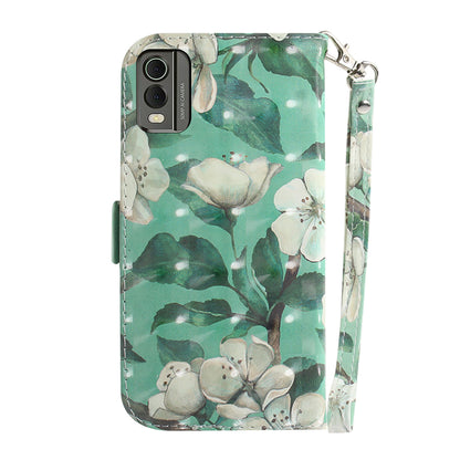 For Nokia C32 Pattern Design Folio Cover PU Leather Stand Wallet Phone Case with Strap