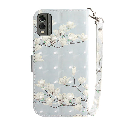 For Nokia C32 Pattern Design Folio Cover PU Leather Stand Wallet Phone Case with Strap