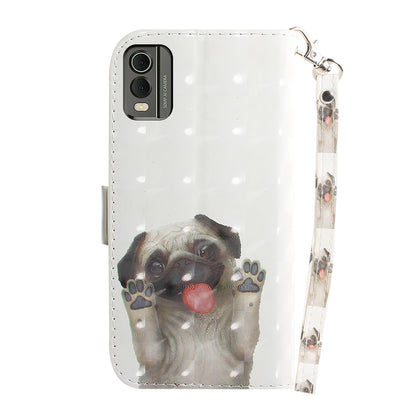 For Nokia C32 Pattern Design Folio Cover PU Leather Stand Wallet Phone Case with Strap