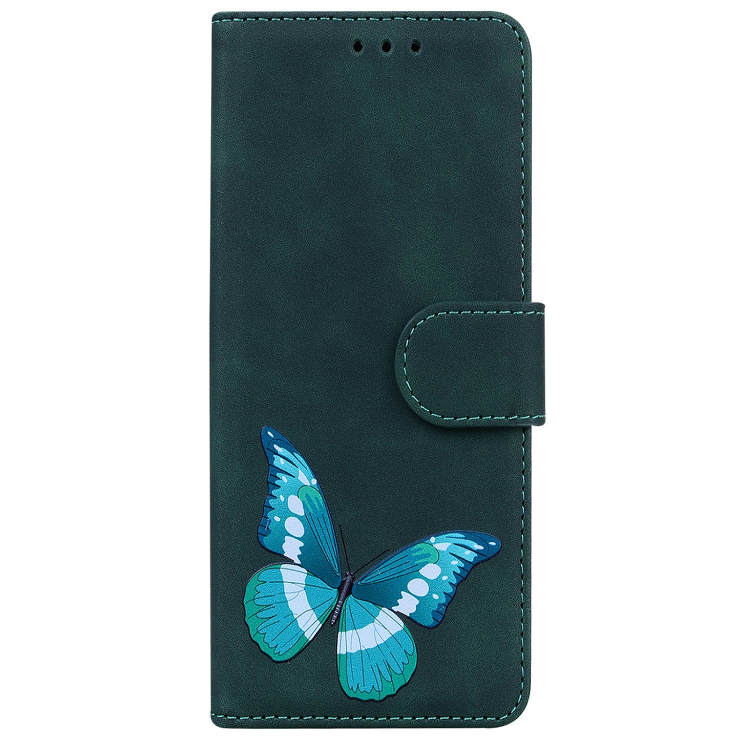 Wallet Case for Nokia C32 PU Leather Butterfly Printing Stand Flip Phone Cover