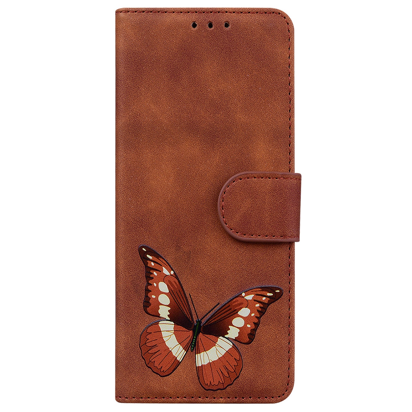 Wallet Case for Nokia C32 PU Leather Butterfly Printing Stand Flip Phone Cover