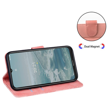 Wallet Case for Nokia C32 PU Leather Butterfly Printing Stand Flip Phone Cover