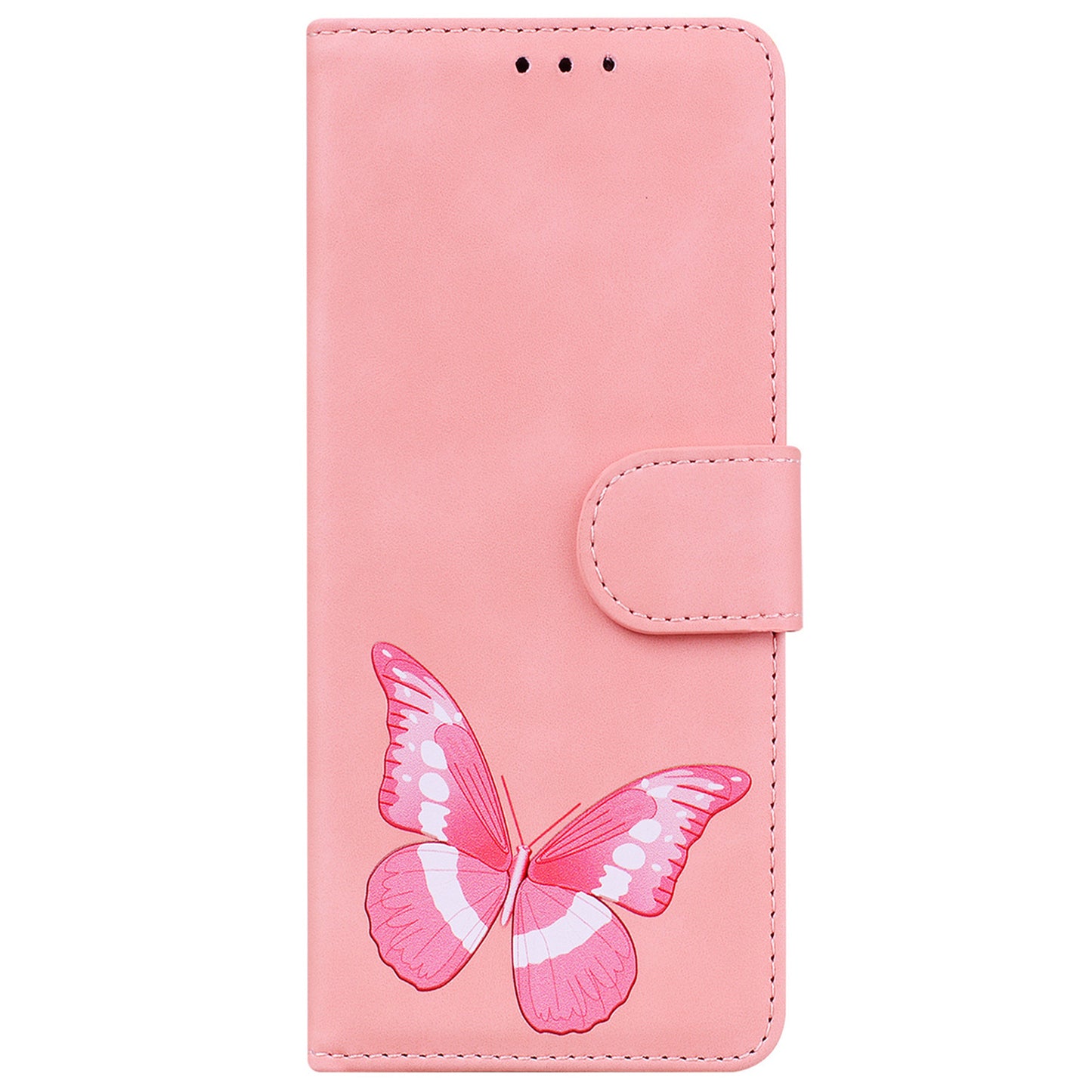 Wallet Case for Nokia C32 PU Leather Butterfly Printing Stand Flip Phone Cover