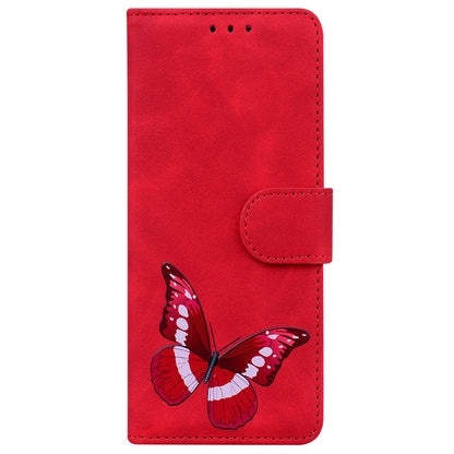 Wallet Case for Nokia C32 PU Leather Butterfly Printing Stand Flip Phone Cover