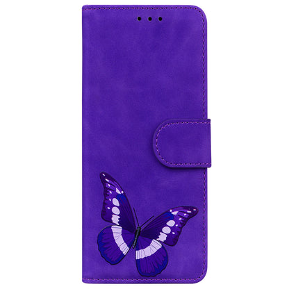 Wallet Case for Nokia C32 PU Leather Butterfly Printing Stand Flip Phone Cover