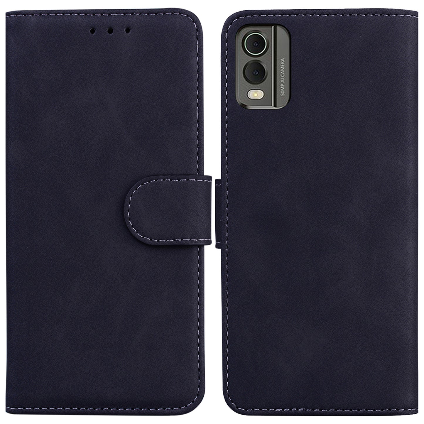 For Nokia C32 PU Leather Flip Cover Solid Color Stand Wallet Phone Case