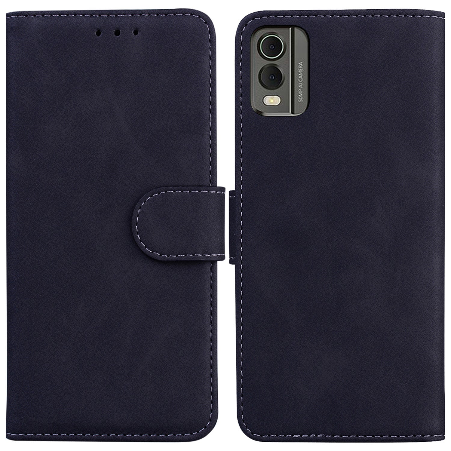 For Nokia C32 PU Leather Flip Cover Solid Color Stand Wallet Phone Case