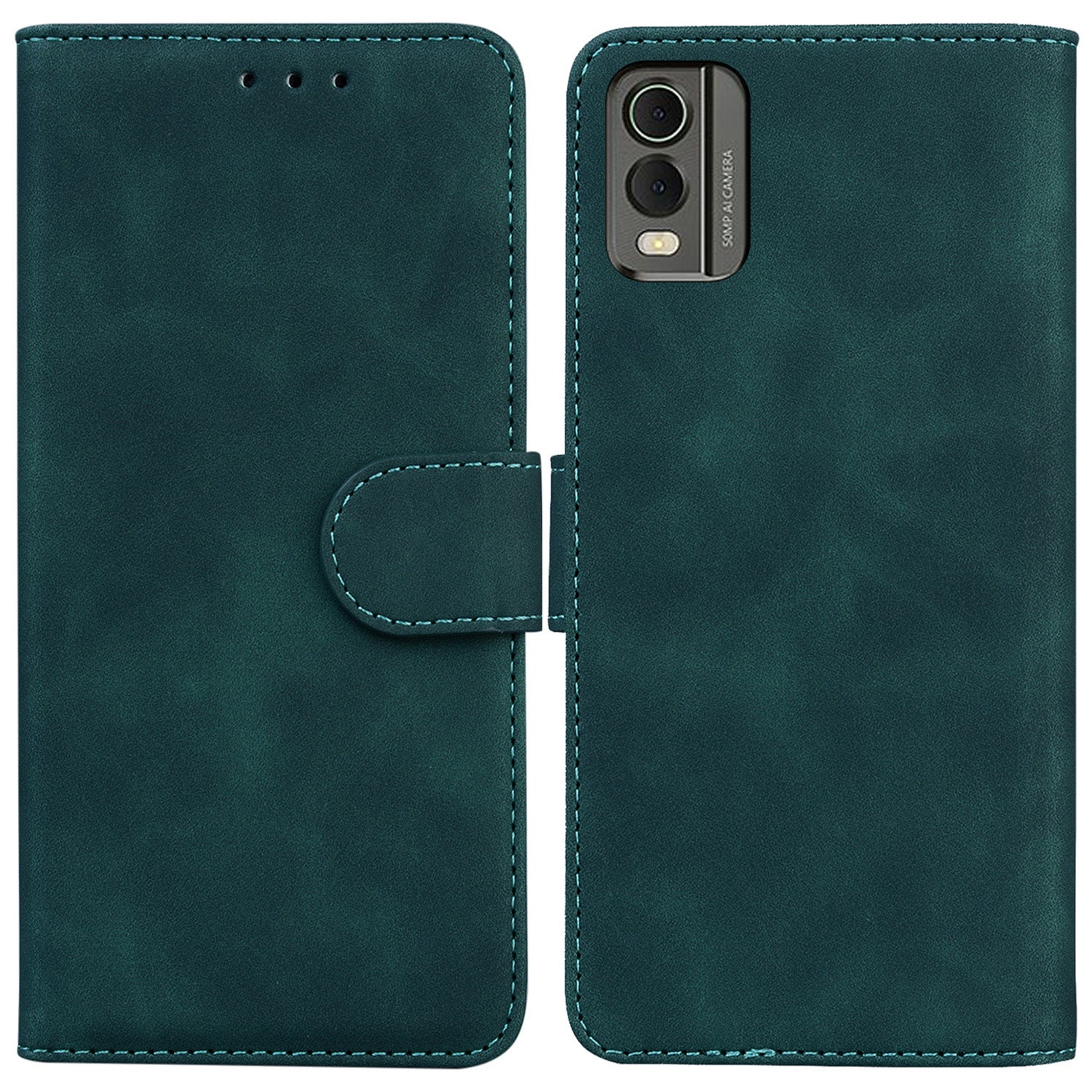 For Nokia C32 PU Leather Flip Cover Solid Color Stand Wallet Phone Case