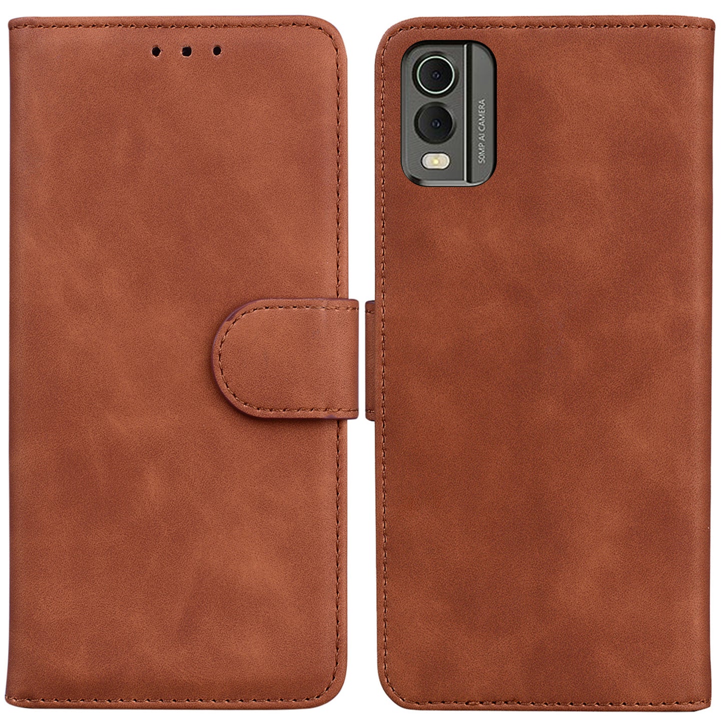 For Nokia C32 PU Leather Flip Cover Solid Color Stand Wallet Phone Case