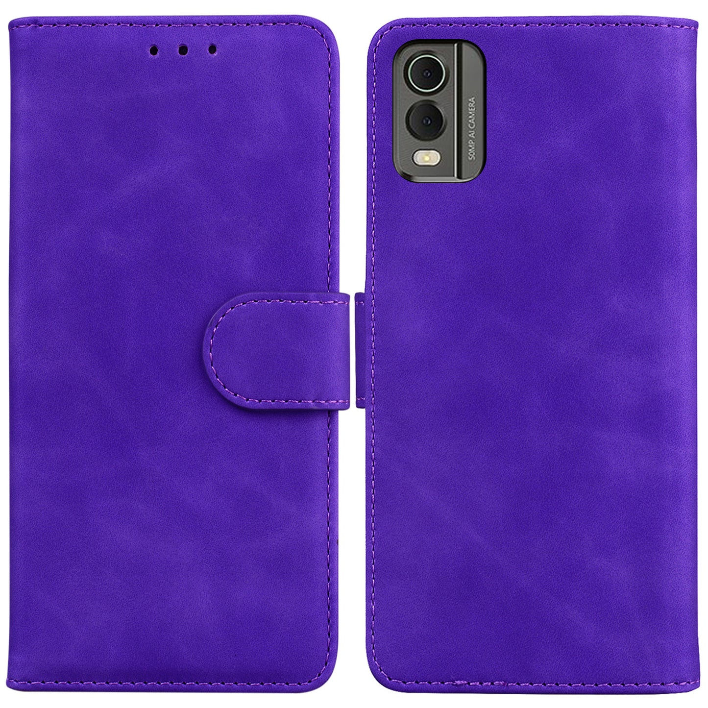 For Nokia C32 PU Leather Flip Cover Solid Color Stand Wallet Phone Case