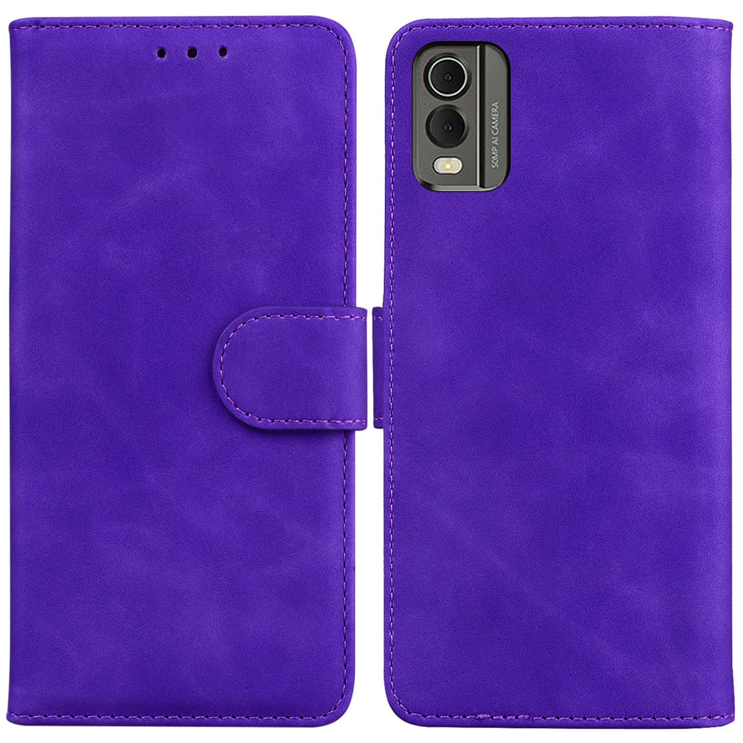 For Nokia C32 PU Leather Flip Cover Solid Color Stand Wallet Phone Case