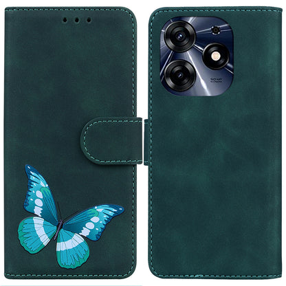For Tecno Spark 10 Pro Phone Case Stand Wallet Butterfly Printing Skin-touch Leather Phone Cover