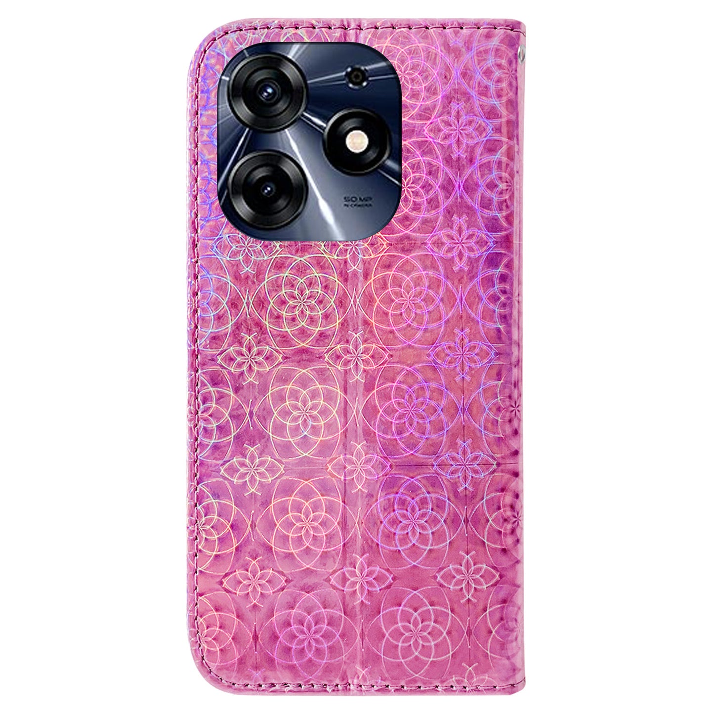 For Tecno Spark 10 Pro PU Leather Wallet Case Dazzling Flower Pattern Stand Protective Phone Cover