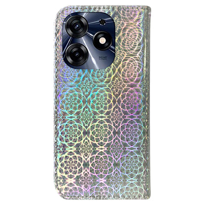 For Tecno Spark 10 Pro PU Leather Wallet Case Dazzling Flower Pattern Stand Protective Phone Cover