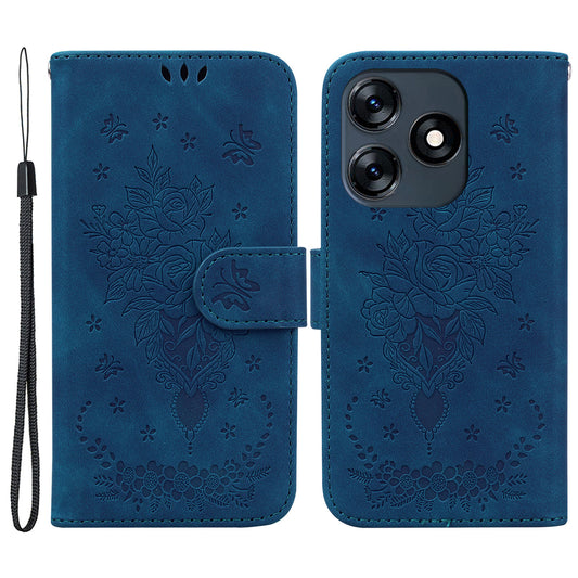 For Tecno Spark 10 4G / Spark 10C 4G Phone Wallet Case PU Leather Stand Butterfly Imprinted Cover