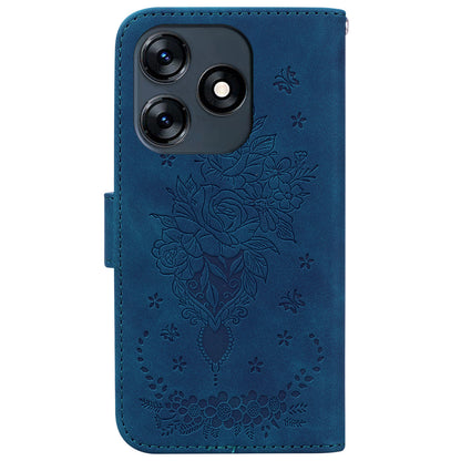 For Tecno Spark 10 4G / Spark 10C 4G Phone Wallet Case PU Leather Stand Butterfly Imprinted Cover