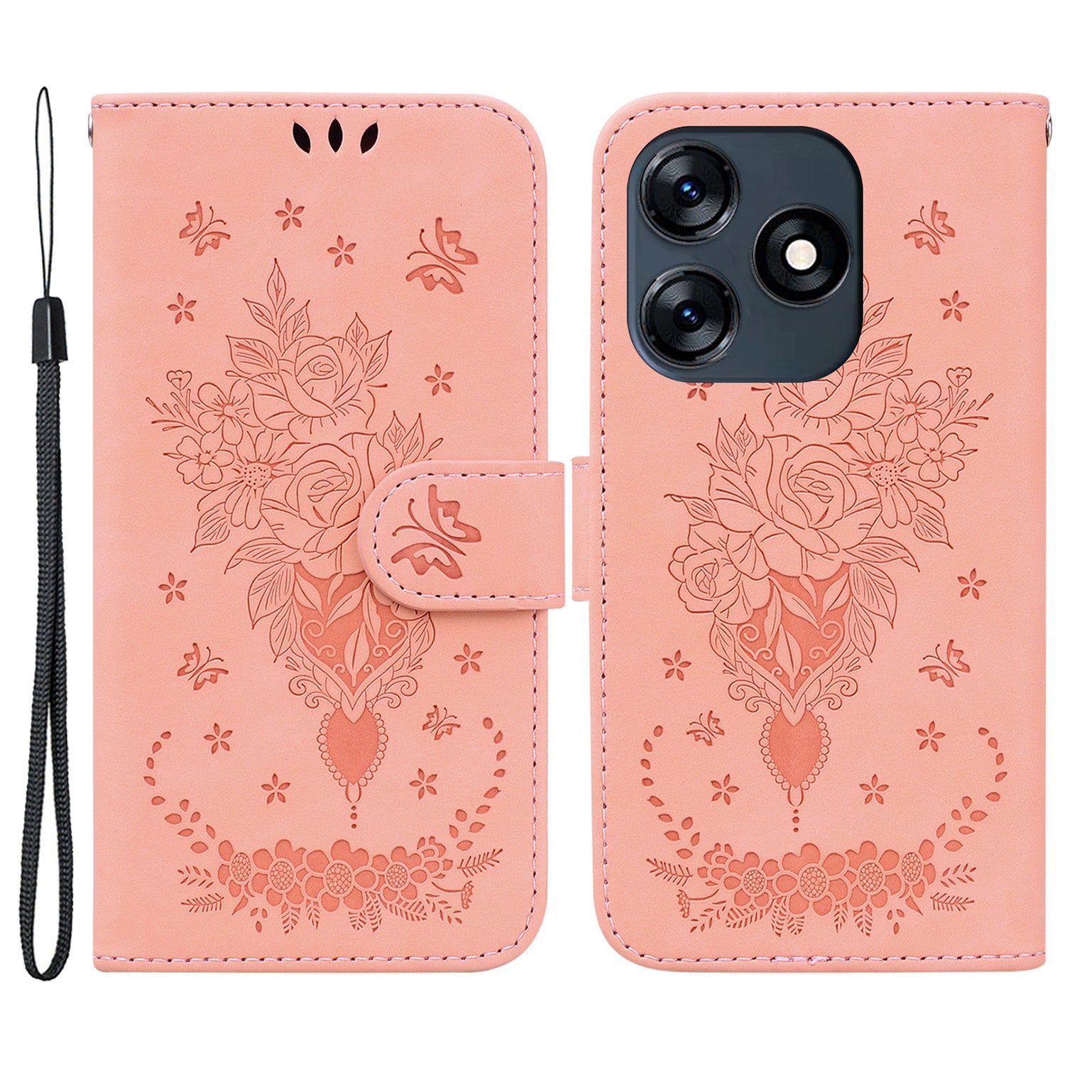 For Tecno Spark 10 4G / Spark 10C 4G Phone Wallet Case PU Leather Stand Butterfly Imprinted Cover