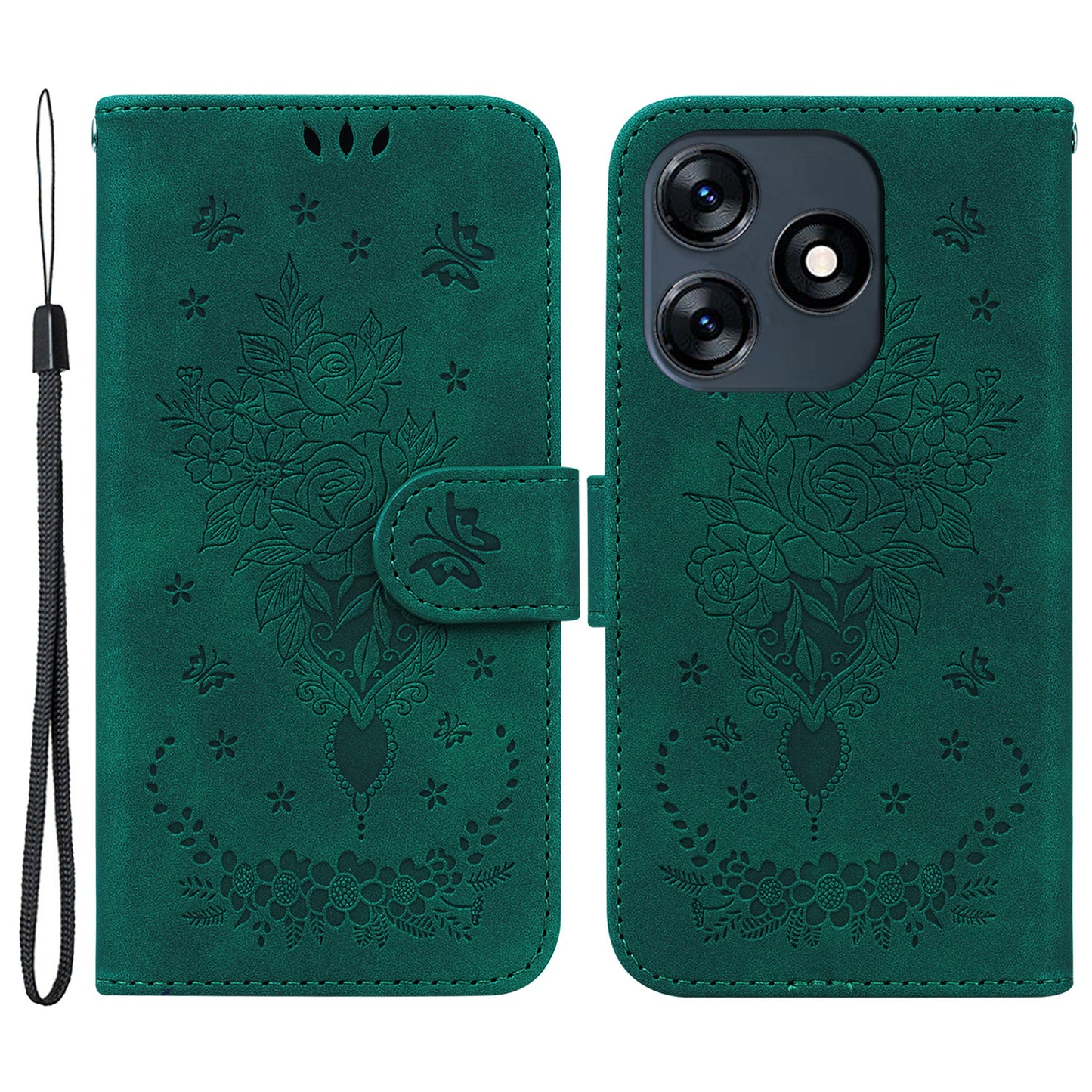 For Tecno Spark 10 4G / Spark 10C 4G Phone Wallet Case PU Leather Stand Butterfly Imprinted Cover