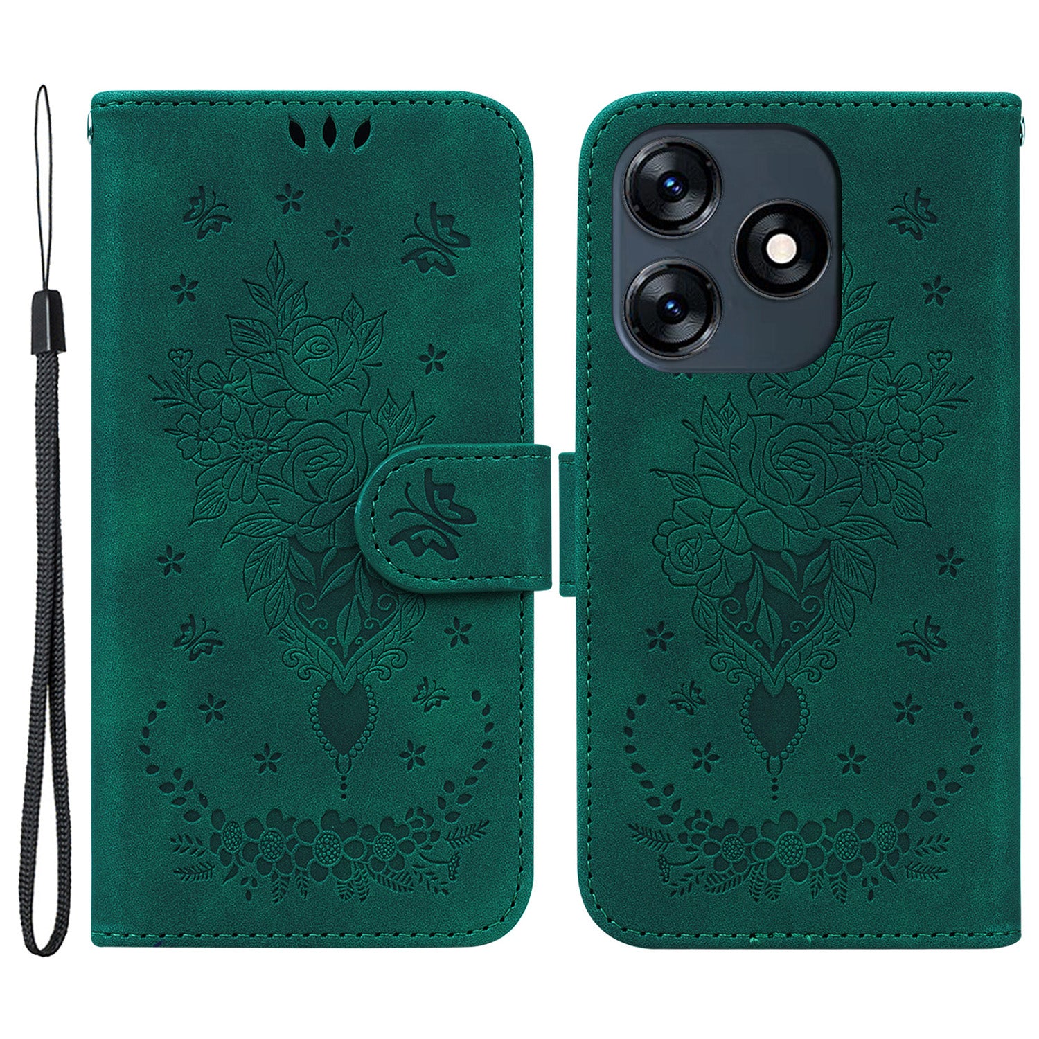 For Tecno Spark 10 4G / Spark 10C 4G Phone Wallet Case PU Leather Stand Butterfly Imprinted Cover