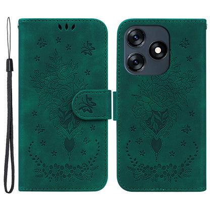 For Tecno Spark 10 4G / Spark 10C 4G Phone Wallet Case PU Leather Stand Butterfly Imprinted Cover