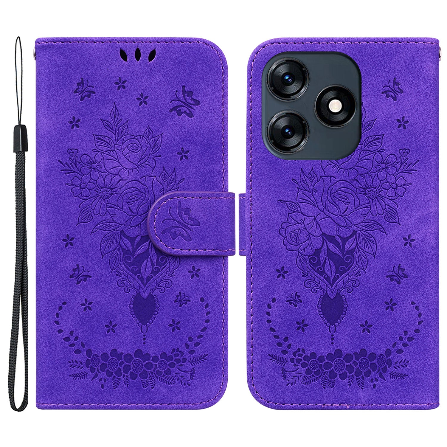 For Tecno Spark 10 4G / Spark 10C 4G Phone Wallet Case PU Leather Stand Butterfly Imprinted Cover