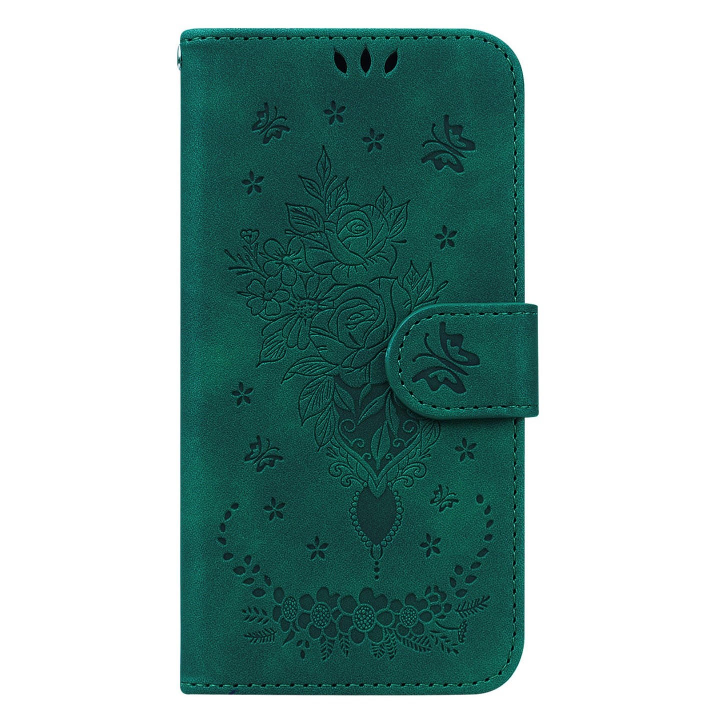 Stand Wallet Leather Case for Nokia C32 , Rose Butterfly Imprinted Full Protection Phone Cover