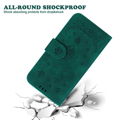 For Tecno Camon 20 Pro 4G PU Leather Stand Wallet Shell Rose Butterfly Imprinted Phone Case