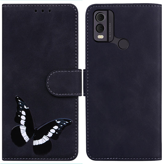 Skin-touch PU Leather Case for Nokia C22 Butterfly Printing Wallet Phone Stand Cover
