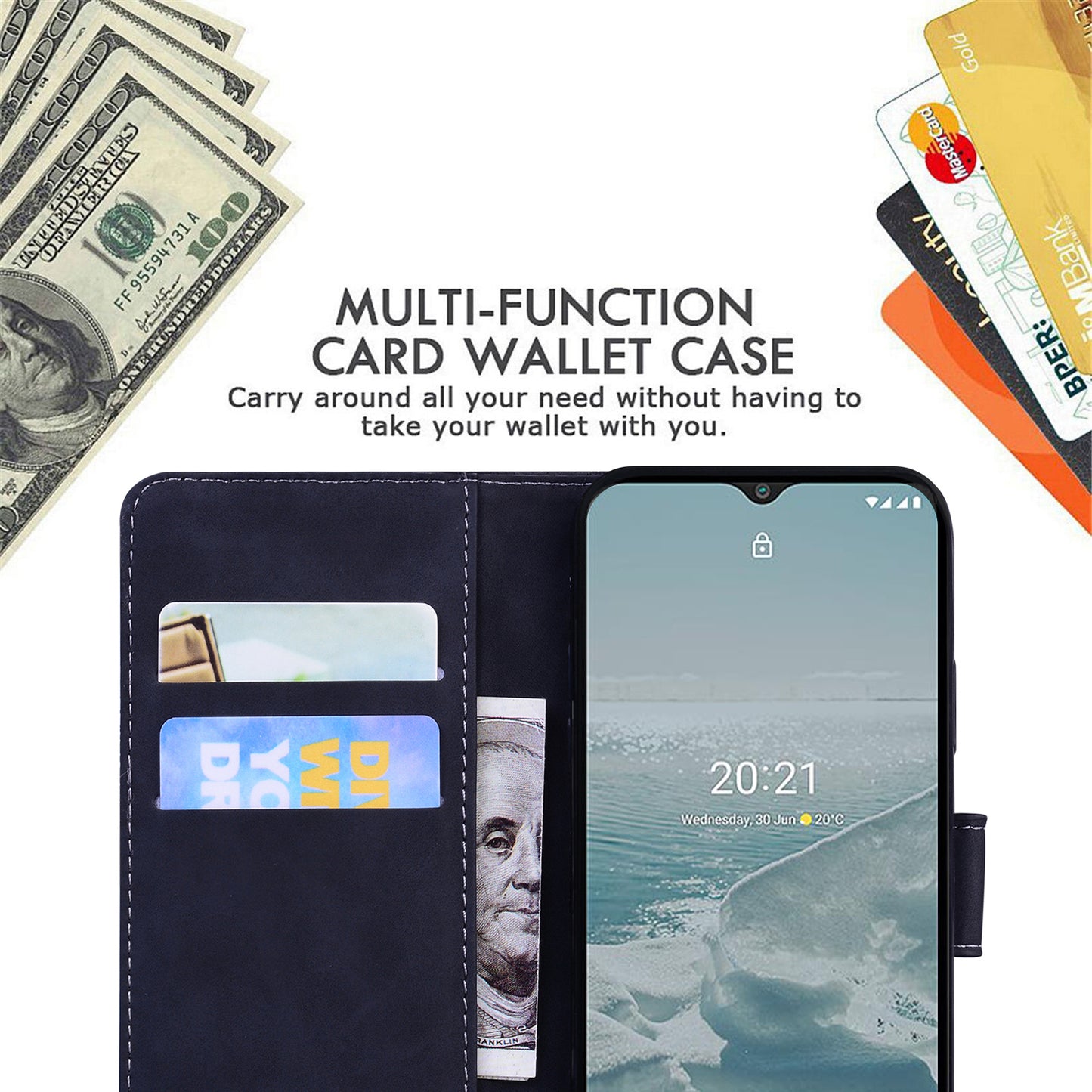 Skin-touch PU Leather Case for Nokia C22 Butterfly Printing Wallet Phone Stand Cover