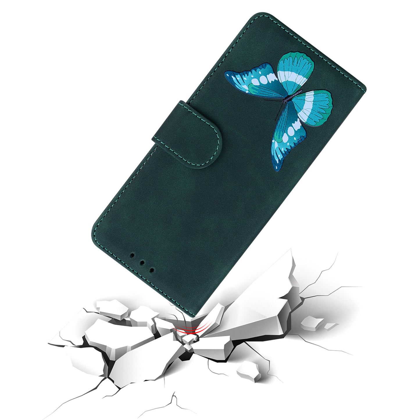 Skin-touch PU Leather Case for Nokia C22 Butterfly Printing Wallet Phone Stand Cover