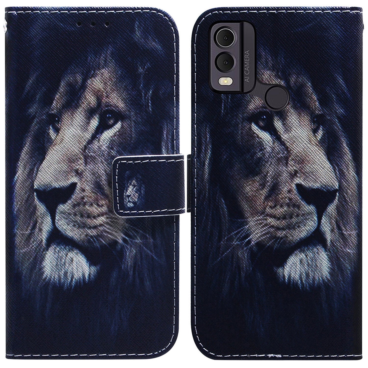 Anti-Drop PU Leather Flip Cover for Nokia C22 Pattern Printing Wallet Phone Case