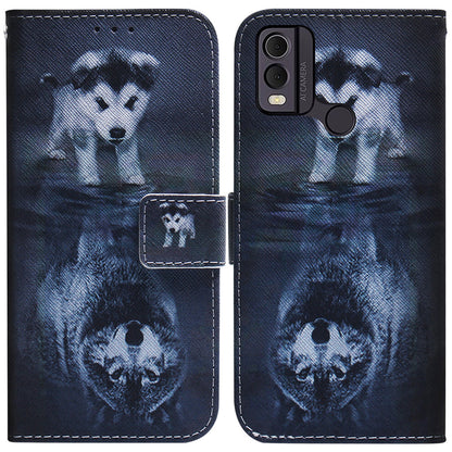 Anti-Drop PU Leather Flip Cover for Nokia C22 Pattern Printing Wallet Phone Case