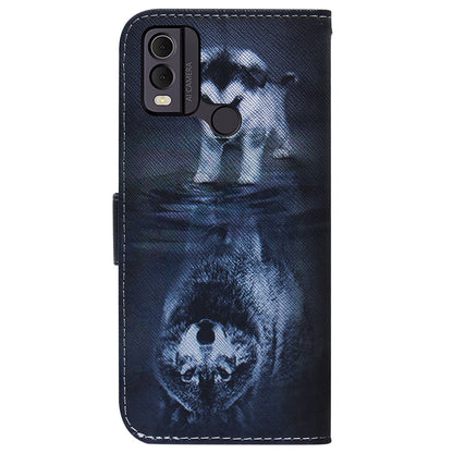 Anti-Drop PU Leather Flip Cover for Nokia C22 Pattern Printing Wallet Phone Case