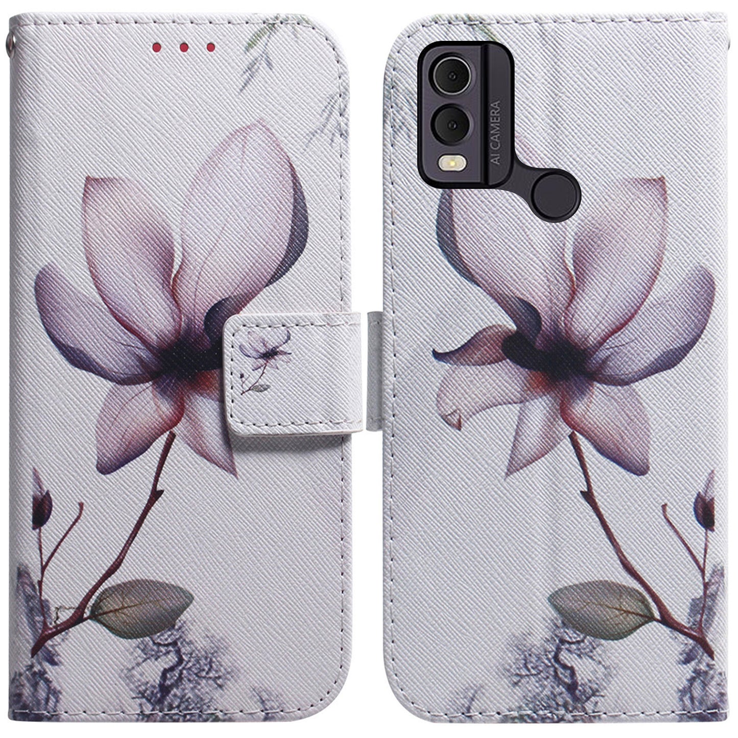 Anti-Drop PU Leather Flip Cover for Nokia C22 Pattern Printing Wallet Phone Case
