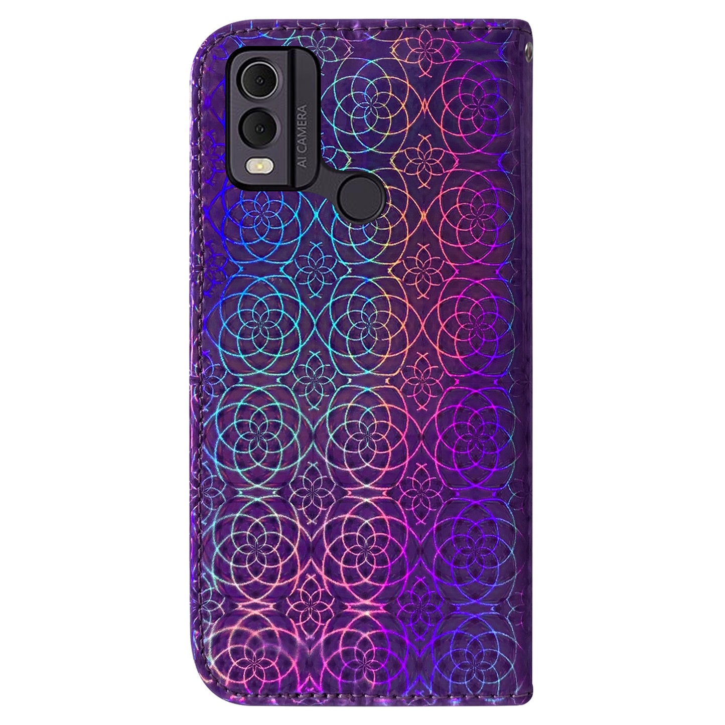 Dazzling Flower Pattern Leather Phone Case for Nokia C22 , Stand Wallet Smartphone Cover