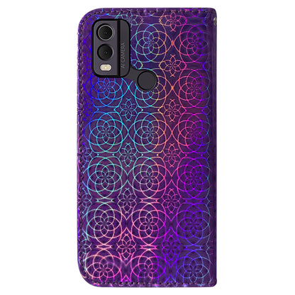 Dazzling Flower Pattern Leather Phone Case for Nokia C22 , Stand Wallet Smartphone Cover