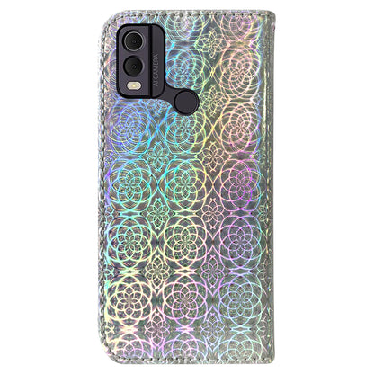 Dazzling Flower Pattern Leather Phone Case for Nokia C22 , Stand Wallet Smartphone Cover