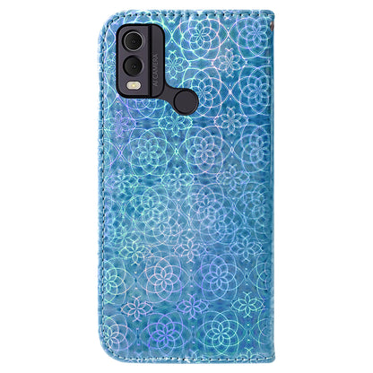 Dazzling Flower Pattern Leather Phone Case for Nokia C22 , Stand Wallet Smartphone Cover