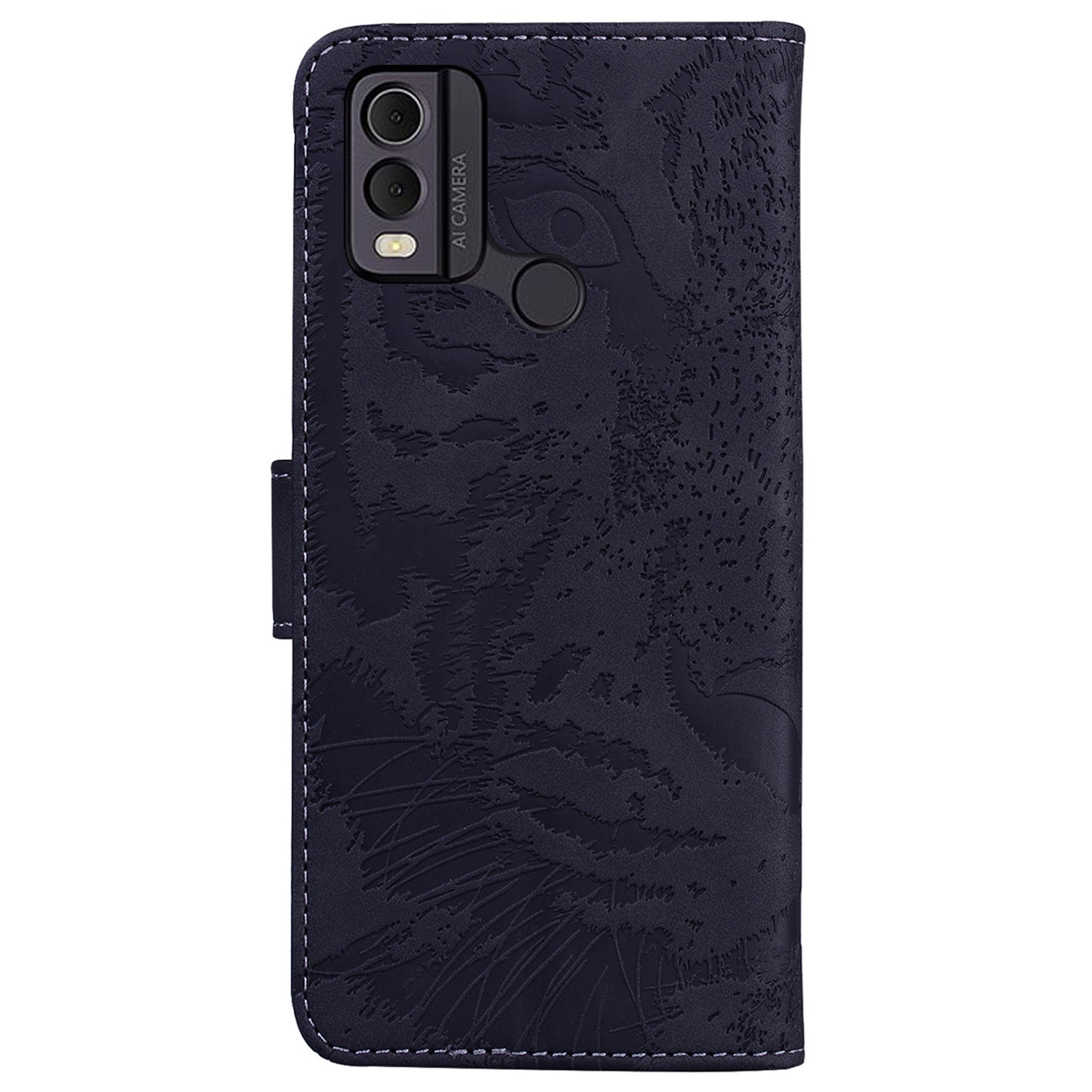 For Nokia C22 PU Leather Case Wallet Stand Shell Tiger Imprinted Pattern Phone Cover