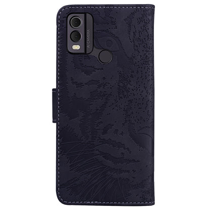 For Nokia C22 PU Leather Case Wallet Stand Shell Tiger Imprinted Pattern Phone Cover