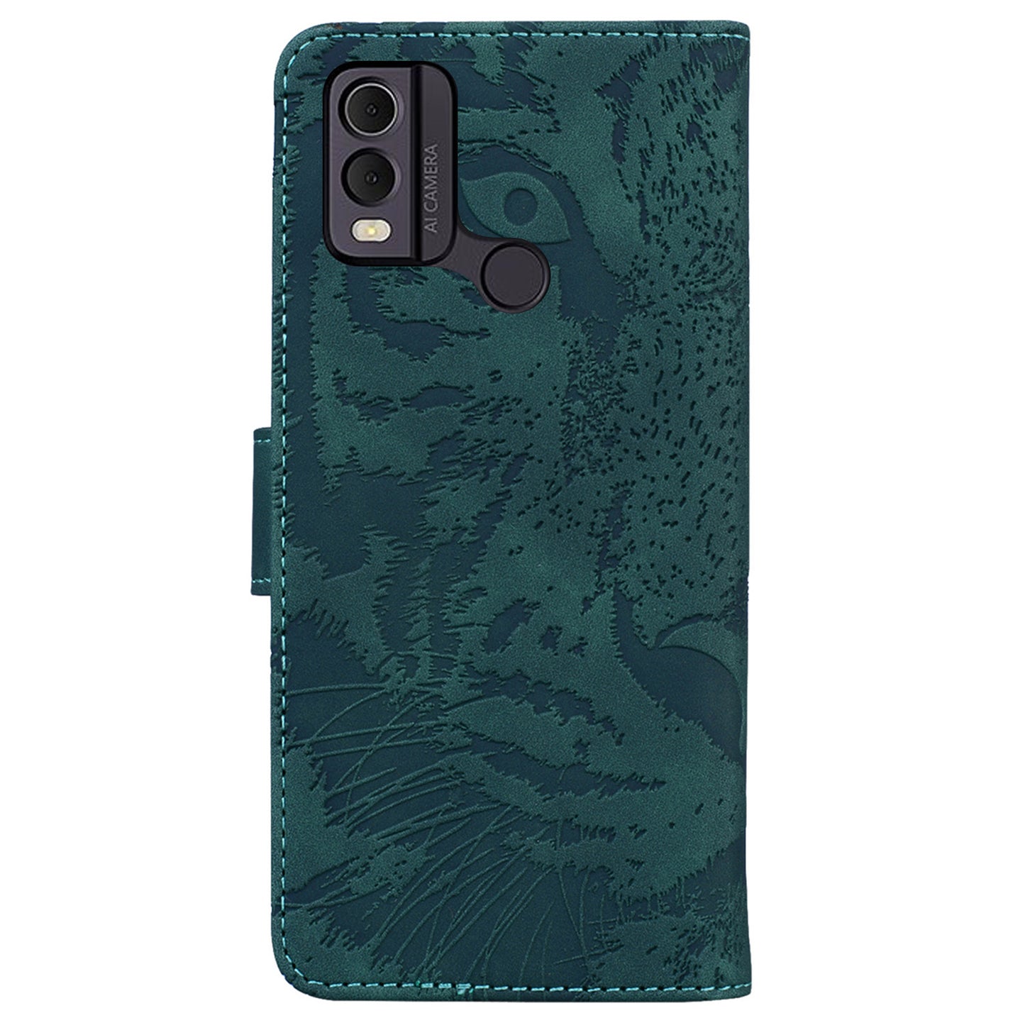 For Nokia C22 PU Leather Case Wallet Stand Shell Tiger Imprinted Pattern Phone Cover