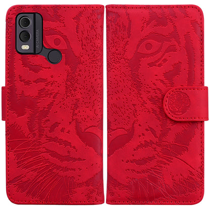 For Nokia C22 PU Leather Case Wallet Stand Shell Tiger Imprinted Pattern Phone Cover