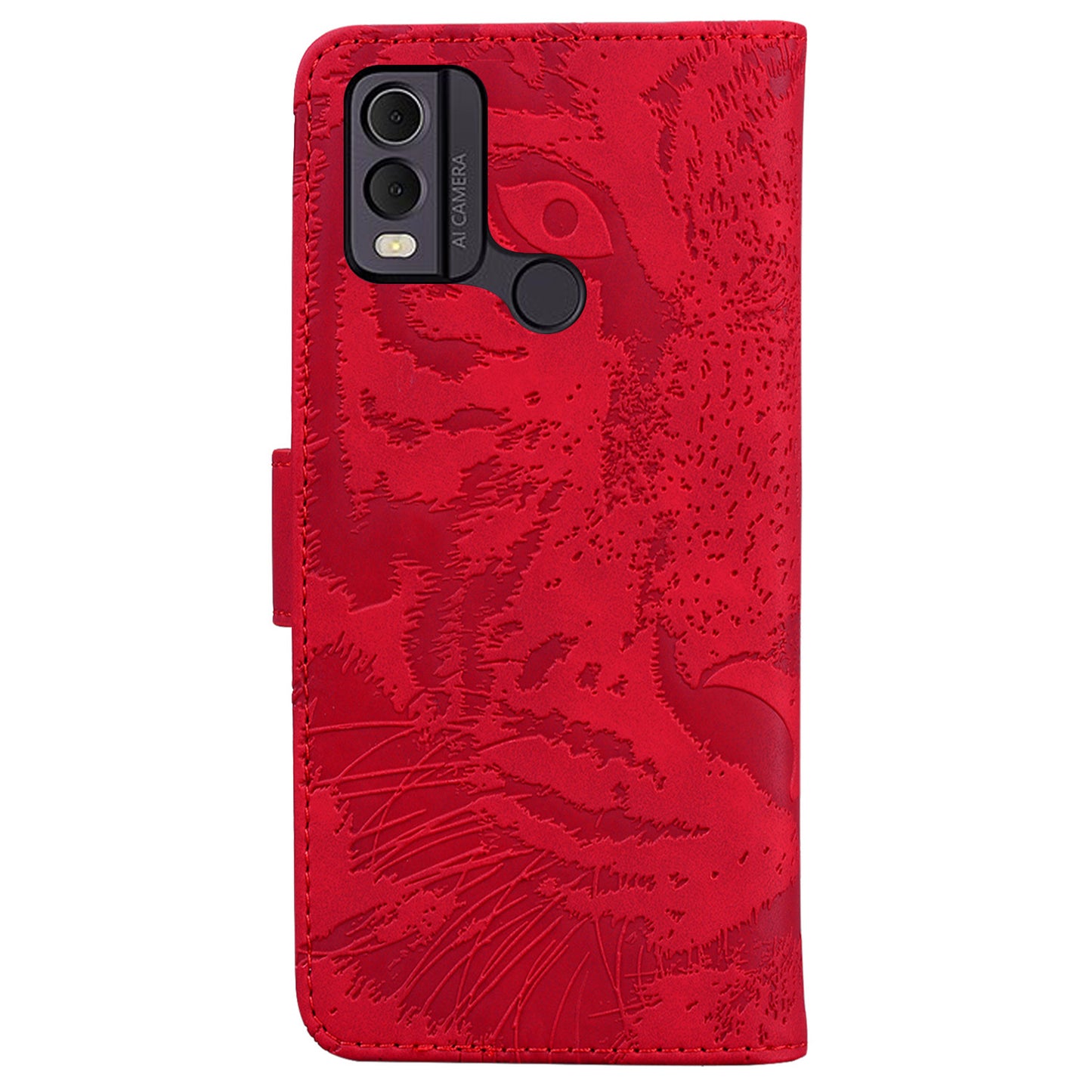 For Nokia C22 PU Leather Case Wallet Stand Shell Tiger Imprinted Pattern Phone Cover