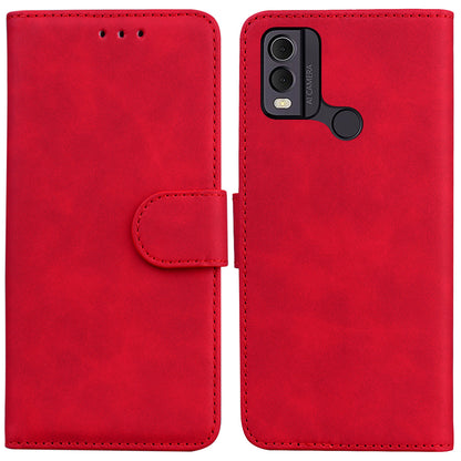 PU Leather Wallet Stand Case for Nokia C22 , Solid Color Anti-scratch Phone Cover