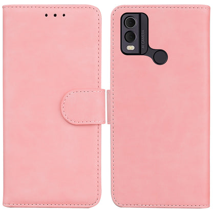 PU Leather Wallet Stand Case for Nokia C22 , Solid Color Anti-scratch Phone Cover