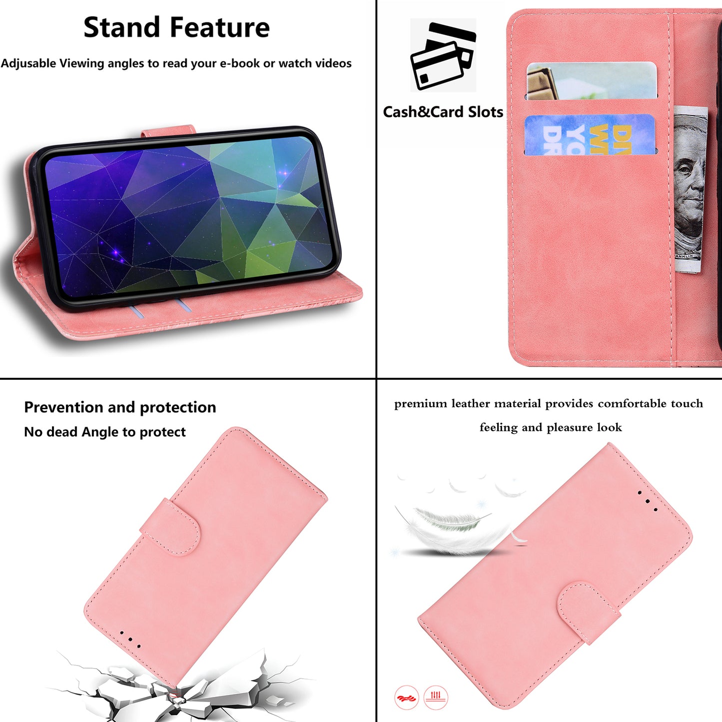 PU Leather Wallet Stand Case for Nokia C22 , Solid Color Anti-scratch Phone Cover