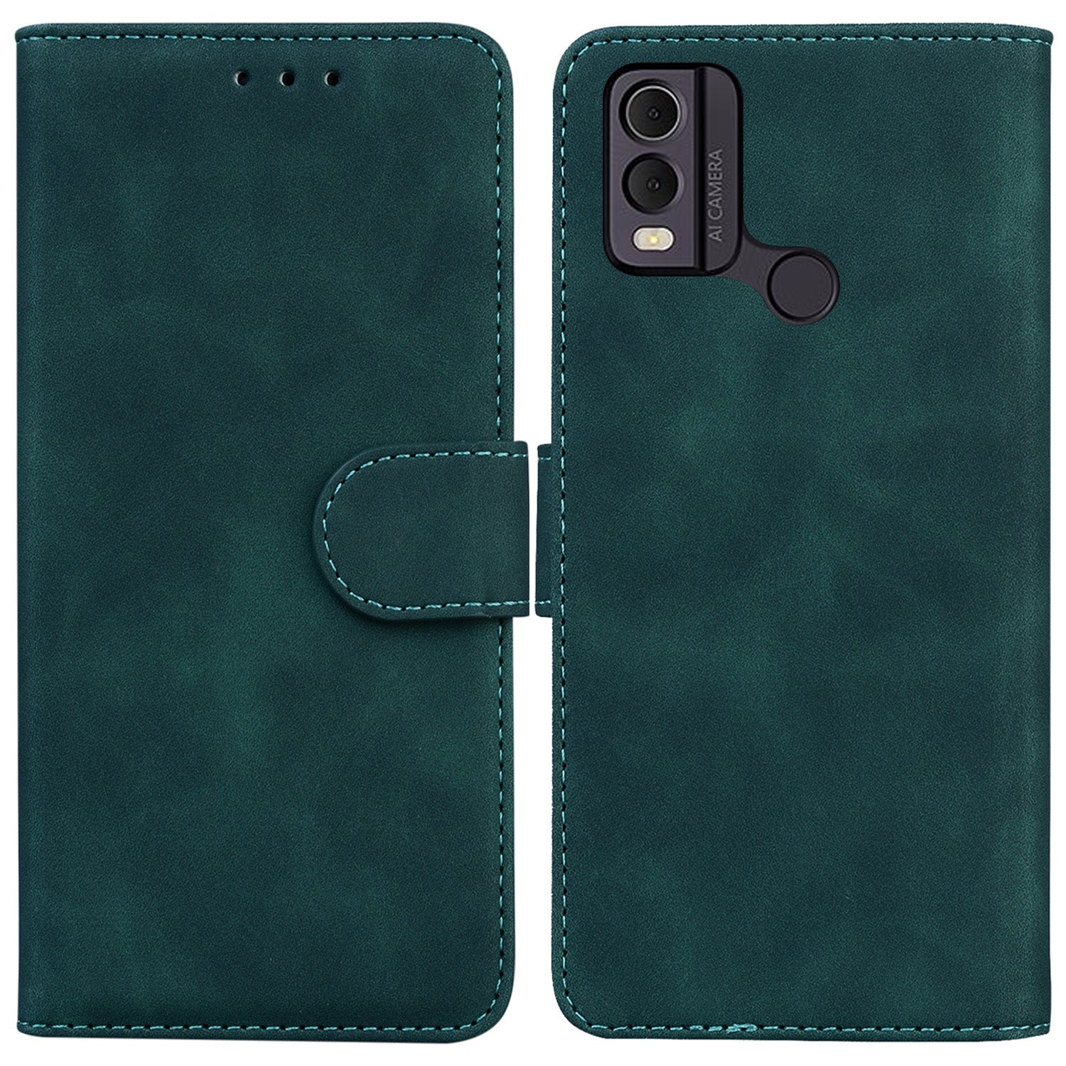 PU Leather Wallet Stand Case for Nokia C22 , Solid Color Anti-scratch Phone Cover