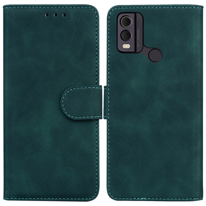 PU Leather Wallet Stand Case for Nokia C22 , Solid Color Anti-scratch Phone Cover