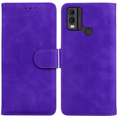 PU Leather Wallet Stand Case for Nokia C22 , Solid Color Anti-scratch Phone Cover