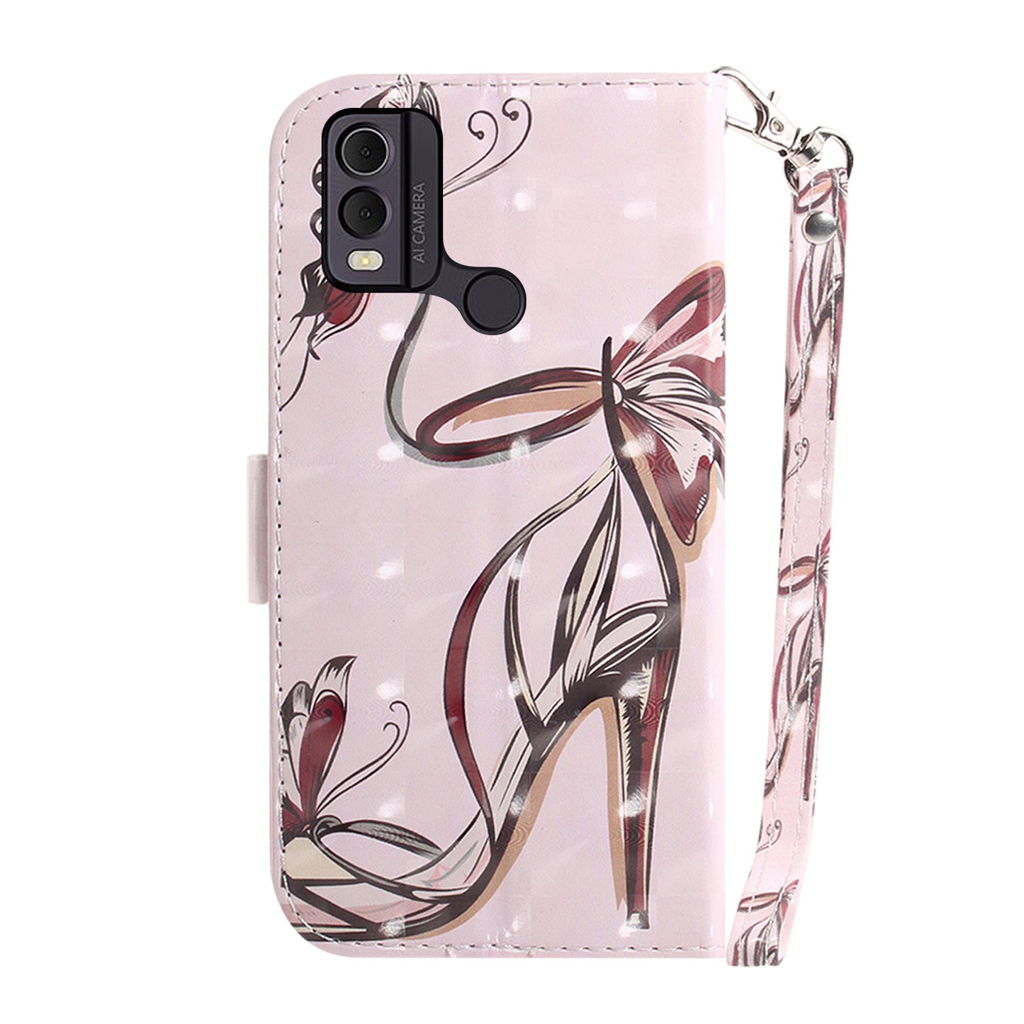 Pattern Printed PU Leather Phone Cover for Nokia C22 Anti-Scratch Wallet Phone Case with Strap